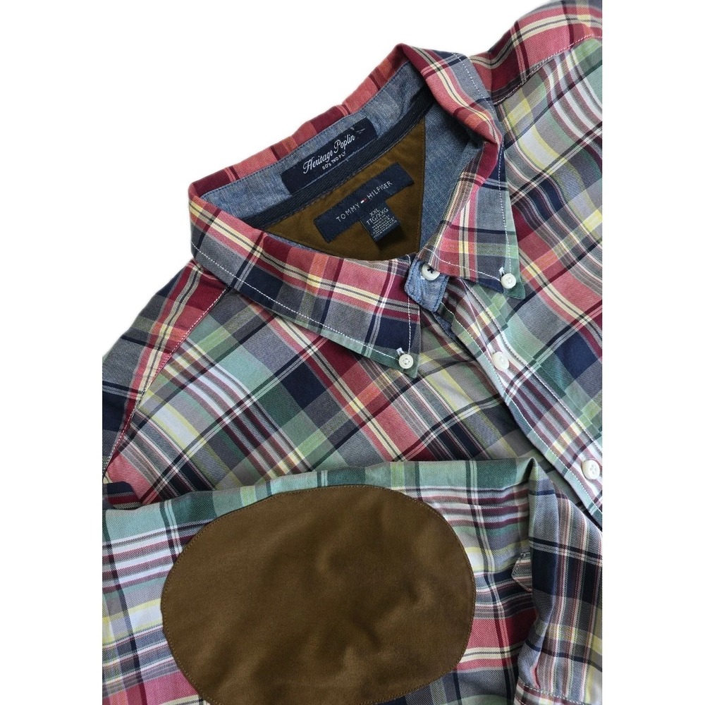 Tommy Hilfiger Heritage Poplin 80s Two Ply MULTICOLOR Plaid Button Up Shirt XXL